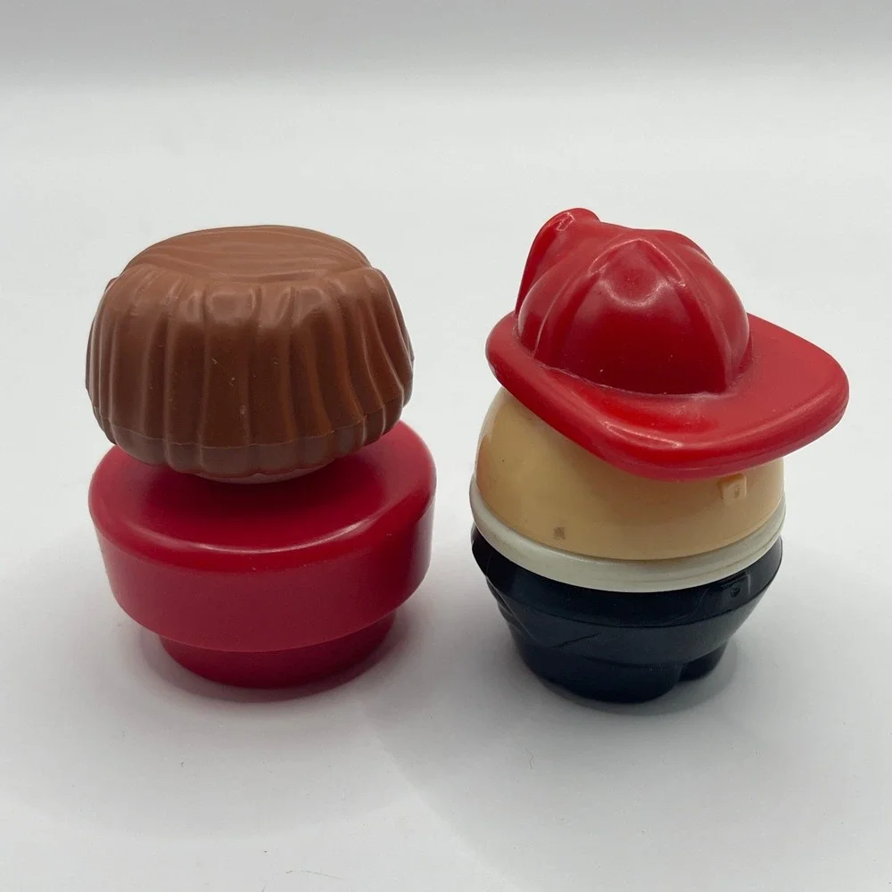 Vintage Fisher Price Little People 1990 Girl Red Dress Firefighter Figure Lot